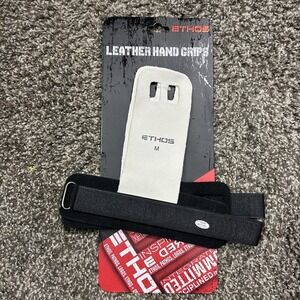 Ethos Leather Hand Grips Medium Black Weightlifting Gym Neoprene Wrist Wrap Pair